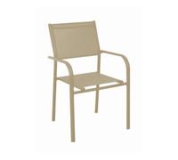 PROLOISIRS Lot de 6 Fauteuils Empilables Duca - Aluminium/TPEP - Sand/Sand G