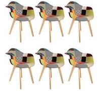 PATCHWORK - Lot de 6 Fauteuils Scandinaves Multicolore
