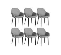 Lot de 6 Fauteuils Velours Côtelé Gris - ALESSIA -