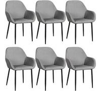ALESSIA - Lot de 6 Fauteuils Velours Côtelé Gris -