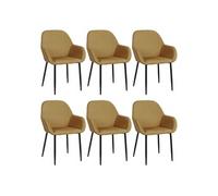 ALESSIA - Lot de 6 Fauteuils Velours Côtelé Jaune Moutarde - Altobuy Jaune