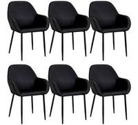 Lot de 6 Fauteuils Velours Côtelé Noir - ALESSIA -