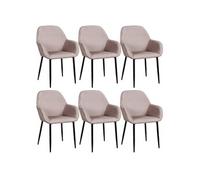 Lot de 6 Fauteuils Velours Côtelé Rose - ALESSIA -