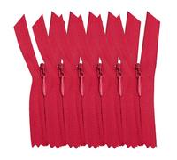 [Lot de 6] Fermetures éclair invisibles en nylon [40 cm] pour vêtements, sacs et couture | Blanc, noir, beige et plus | Avec curseur en métal | Couture, bricolage, patchwork (rouge)