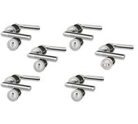 Lot de 6 ferrures de porte en acier inoxydable poli/satiné pour 5 portes de chambre avec trou de serrure à clé et 1 porte WC de salle de bain, cliprosette Ø 52 mm, poignée de porte, poignée de porte