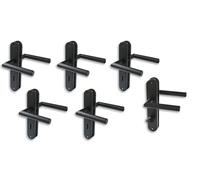 Lot de 6 ferrures de porte longues en acier inoxydable noir pour 5 portes avec trou de serrure t 1 porte de WC de salle de bain