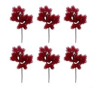 Lot de 6 feuillage de pin artificiel de 35 cm pour vitrines de magasin de détail, comptoir, décoration de magasin pop-up (rouge)