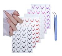 Lot de 6 feuilles d'autocollants 3D pour ongles français avec pinces, 5D pour décoration d'ongles (6 feuilles d'autocollants français adhésifs)