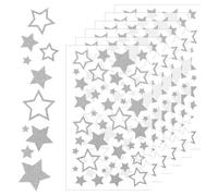 Lot de 6 feuilles d'autocollants en forme d'étoile - 252 autocollants en forme d'étoile - Étiquettes décoratives - Pour bricolage, décoration de Noël, cartes de Noël, travaux manuels (argenté)