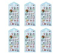 Lot de 6 feuilles d'autocollants en relief en résine PVC imperméable pour enfants Art Craft Notebook Journal Couverture de téléphone Décoration PVC
