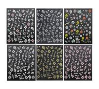 Lot de 6 feuilles d'autocollants pour ongles - Fleurs - Autocollants pour ongles - Décoration florale - Pour femmes et filles