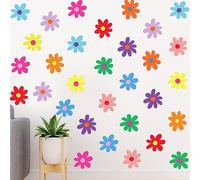 Lot de 6 feuilles de décalcomanies murales en vinyle motif marguerite pour chambre d'enfant, chambre d'enfant, salon, salle de classe (couleur arc-en-ciel)