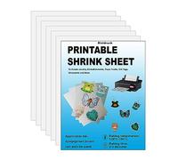 Lot de 6 feuilles de film plastique rétractables imprimables A4 blanc brillant - Film plastique thermorétractable pour l'artisanat