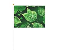 Lot de 6 feuilles de la Saint-Patrick et de 10 drapeaux à main - Bannières sur bâton - Petits drapeaux pour défilés, fête, bar, anniversaire