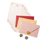 Lot de 6 feuilles de papier à lettre et enveloppes antiques lignées, 3 enveloppes assorties, 3 tampons autocollants pour les fêtes