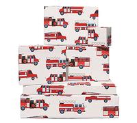 Lot de 6 feuilles de papier cadeau amusant pour garçons - Camion de pompier - Papier cadeau d'anniversaire pour enfants - Papier cadeau pour hommes et femmes - Recyclable Central 23