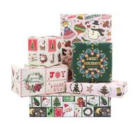 Lot de 6 feuilles de papier cadeau de Noël pour enfant garçon et fille, vert, rouge, rose, Père Noël, bonhomme de neige, ange, couronne, sapin de Noël, décoration de Noël pour réveillon de Noël,