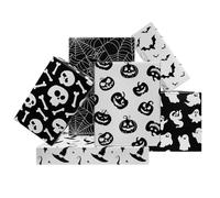Lot de 6 feuilles de papier cadeau d'Halloween - Pas de rouleau - Noir et blanc - Fantôme - Citrouille - Squelette - Toile d'araignée - Papier cadeau plié à plat - Pour emballage de fête, 50,8 x 68,6