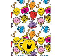 Lot de 6 feuilles de papier cadeau Mr Men & Little Miss - 6 étiquettes - Dimensions : 70 x 50 cm - Produit officiel - Ressources responsables
