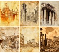 Lot de 6 feuilles de papier de riz d'architecture romaine, 20 x 26,5 cm (6 feuilles) pour collage, supports mixtes, fabrication de cartes et travaux manuels, découpage CRAFT KREATIVELY