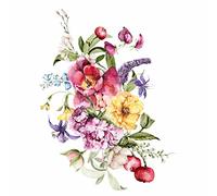 Lot de 6 feuilles de papier de riz de 20,32 x 26,67 cm - Motif bouquet imprimé en 2 tailles différentes sur papier de mûrier 30 g/m² - Fibres visibles pour découpage, travaux manuels, collage