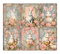 Lot de 6 feuilles de papier de riz de Pâques élégantes, 20,3 x 26,7 cm (A4) - 6 designs uniques | Designs polyvalents de découpage pour projets artistiques et travaux manuels CRAFT KREATIVELY