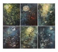 Lot de 6 feuilles de papier de riz gothique lune, 21 x 26,5 cm - Papier de découpage 6 motifs pour collage, supports mixtes, fabrication de cartes et travaux manuels, découpage CRAFT KREATIVELY