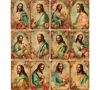 Lot de 6 feuilles de papier de riz Jésus Christ - 12 designs uniques - Motifs polyvalents pour projets artistiques et travaux manuels CRAFT KREATIVELY