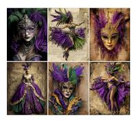 Lot de 6 feuilles de papier de riz Mardi Gras, 20,3 x 26,7 cm (A4), 6 designs uniques | Designs polyvalents pour projets artistiques et travaux manuels CRAFT KREATIVELY