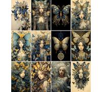 Lot de 6 feuilles de papier de riz motif fées papillons 20 x 26,5 cm - 6 feuilles de papier de découpage pour collage, supports mixtes, fabrication de cartes et travaux manuels, découpage CRAFT