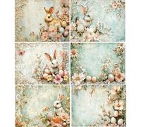 Lot de 6 feuilles de papier de riz pour lapins de Pâques, 20,3 x 26,7 cm (A4) - 6 designs uniques | Designs de découpage polyvalents pour projets d'art et travaux manuels CRAFT KREATIVELY