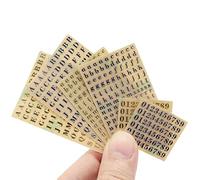 Lot de 6 feuilles de petits autocollants de 0.3 cm avec lettres de l'alphabet et chiffres, en alliage pailleté, autocollants pour résine époxy, décoration, scrapbooking, doré/argenté (3 mm)