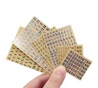 Lot de 6 feuilles de petits autocollants en forme de lettres de l'alphabet et de chiffres,0.5 cm,En alliage à paillettes,Pour décoration en résine époxy, scrapbooking,Doré/argenté (4.5 mm)