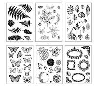 Lot de 6 feuilles de tampons en silicone transparent - Pour bricolage, bullet journal, scrapbooking, album photo, fabrication de cartes