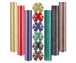 Lot de 6 feuilles de vinyle 3D à paillettes pour transfert thermique - Pour Cricut, transfert thermique à paillettes - Pour presse à chaud, t-shirts, vêtements, tissus, 30,5 x 25,4 cm
