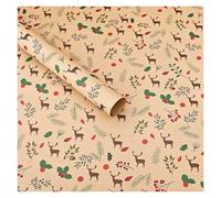 Lot de 6 feuilles papier kraft imprimé Père Noël et sapin, for emballage cadeau DIY, idéal for les fêtes du Nouvel An le bricolage Papier d'emballage de Noël(6pcs style F)