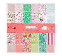 Lot De 6 Feuilles Papiers Imprimés Motifs Fleuris Rose