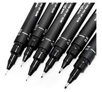 Lot de 6 Feutres à Dessin Pointe fine 0,03 à 0,8 mm Noire