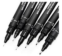 Lot de 6 feutres de dessin uni pin - Noir - Assortiment de tailles - Uni-ball Noir