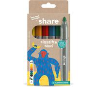 Lot De 6 Feutres Maxi - Lot De 6 Feutres - Offre Une Leçon Pour Un Enfant Scolaire - Feutre Écologique Avec Couleurs Vives Et Épaisseur De Trait Flexible, Multicolore