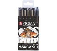 Lot De 6 Feutres Noir Et Porte-Mine - Manga Set - Sakura Pigma