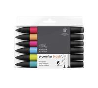 Lot De 6 Feutres Promarker Brush Tons Moyen - Winsor Et Newton
