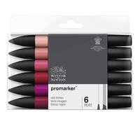 Lot de 6 Feutres Promarker - tons rouges - Winsor et Newton