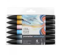 Lot De 6 Feutres Promarker Watercolour Tons Ciel Winsor Et Newton