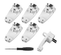 Lot de 6 Fiches Coudées Avec Contact de Protection - Extra Plate et Étanche - Européenne Avec Poignée Pliante et 1 Tournevis - Sans Câble - 2 Pôles (Blanc)