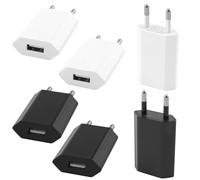 Lot de 6 fiches de Chargeur USB Adaptateur USB 5 V/1 A Prise pour câble de Charge Bloc d'alimentation 5 W Faible consommation d'énergie