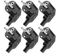 Lot de 6 fiches Schuko - Prises Schuko IP20 - Pour l'intérieur - Prise européenne en plastique 250 V (16 A) - Pour câble de 8 à 10 mm - IP20 - Pour l'intérieur - Noir