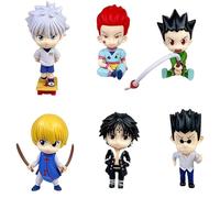 Lot de 6 figurines d'anime HxH Gon Freecss Killua Zoldyck Kurapika Hisoka Kuroro Lucifer Figurines PVC 10 cm Chibi Style