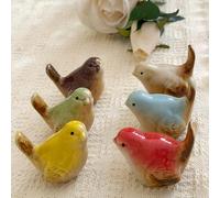 Lot de 6 figurines d'oiseaux en céramique, multicolore, mini décoration de jardin et de maison, statues décoratives pour jardin, salon, chambre à coucher, bureau, accessoires de paysage d'oiseaux