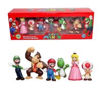Lot De 6 Figurines Super Mario Bros En Pvc De 4 A 7 Cm, Modele Luigi, Yoshi, Donkey Kong, Champignon, Pour Enfants, Cadeaux D'anniversaire